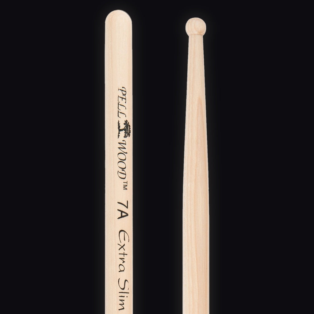 Pellwood Premium 7A Extra Slim drumsticks – butt end and tip
