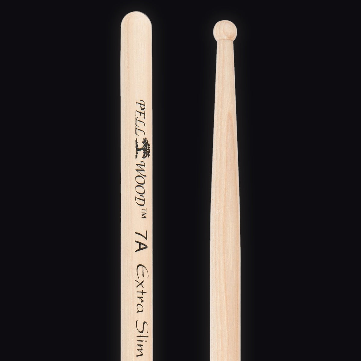 Pellwood Premium 7A Extra Slim drumsticks – butt end and tip