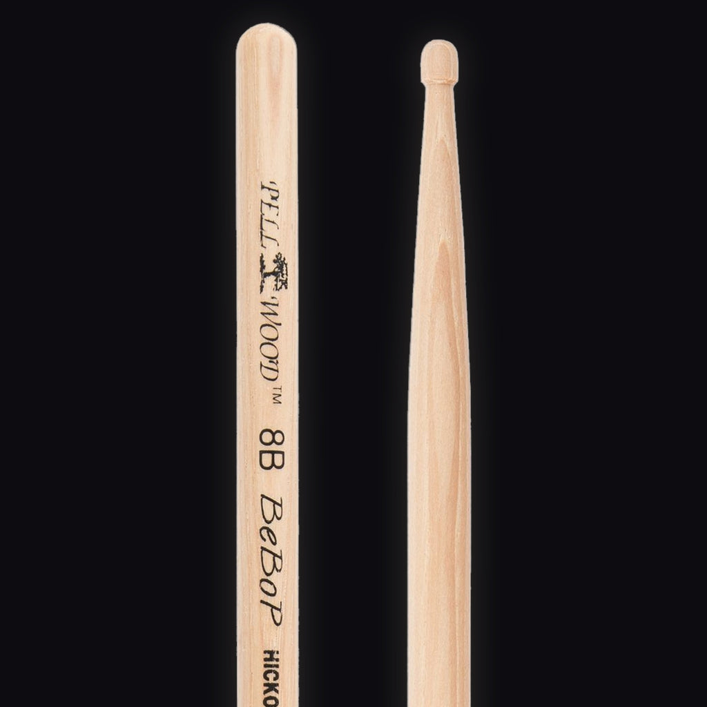 Pellwood Premium 8B Be-bop drumsticks – butt end and tip