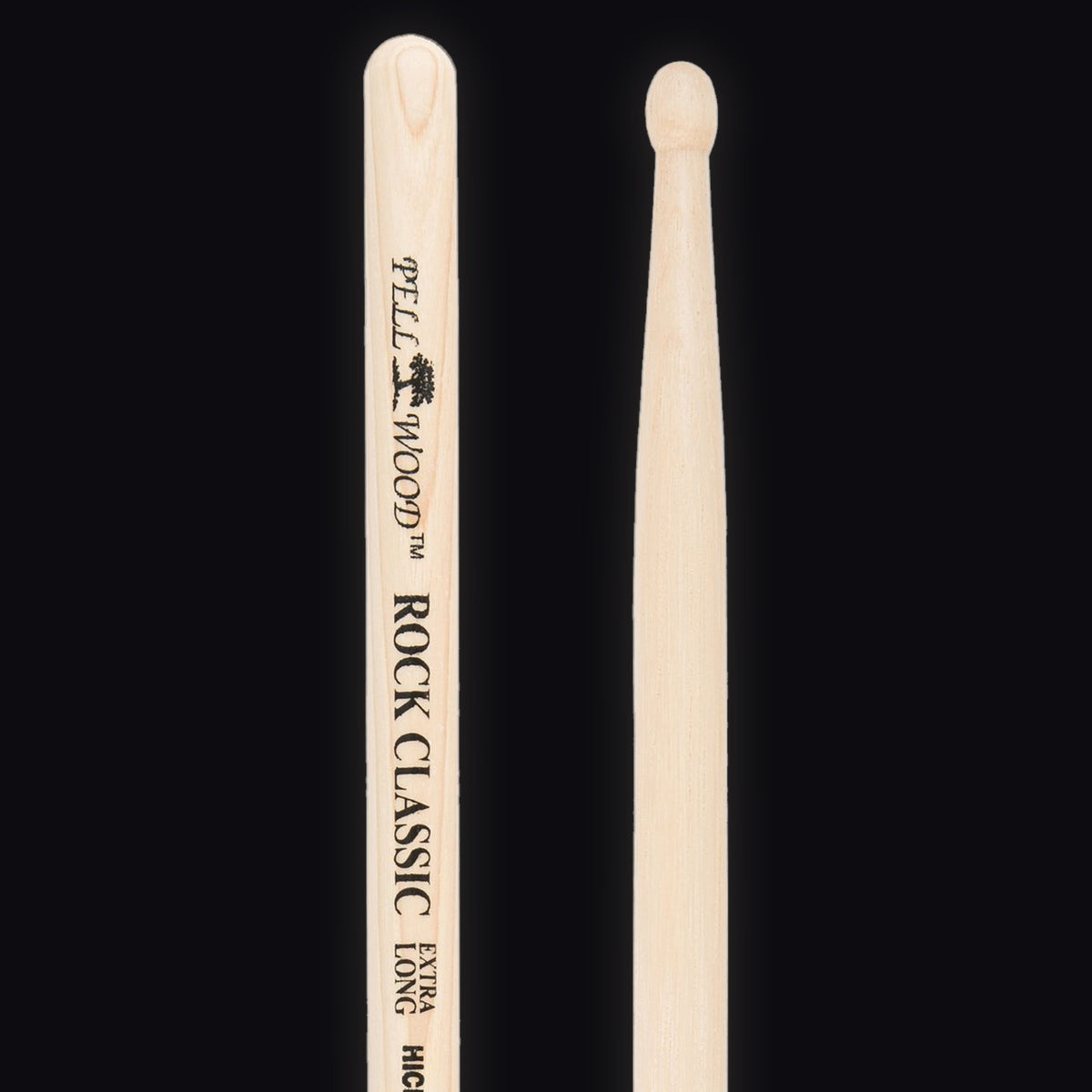 Pellwood Premium Rock Classic Extra-Long drumsticks – butt end and tip